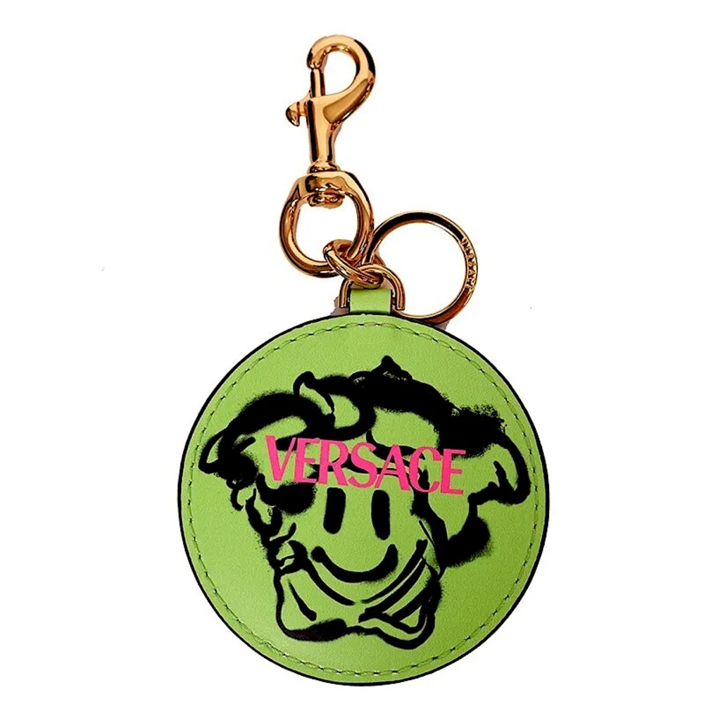 Versace Smiley Medusa Graffiti Leather Bag Charm/Keychain